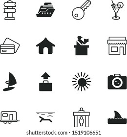 vacancy vector icon set such as: trailer, shark, relaxation, board, cruiser, neighborhood, art, people, border, underwater, direction, safety, door, wildlife, plane, credit, rv, password, windsurfing