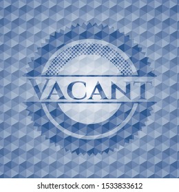 Vacant blue badge with geometric pattern background. Vector Illustration. Detailed.