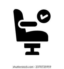 vacant chair glyph icon illustration vector graphic. Simple element illustration vector graphic, suitable for app, websites, and presentations isolated on white background