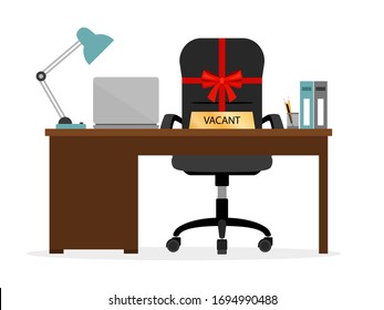 Vacant chair hr icon. Had hunter , employment new office staff needed concept vector illustration