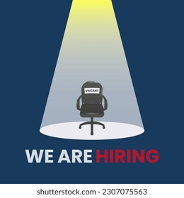 Vacant empty office chair. We are hiring vector concept illustration