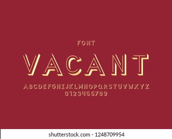 Vacant font. Vector alphabet letters and numbers. Typeface design. 