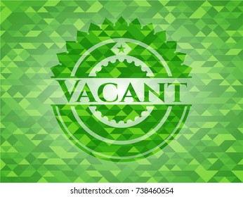 Vacant green emblem. Mosaic background