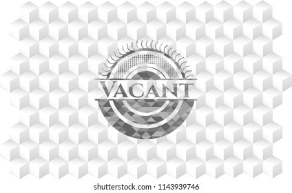 Vacant grey emblem with geometric cube white background