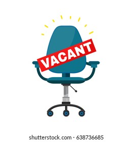 Vacant office chair place for job concept. Vector cartoon modern trendy stylish flat character illustration icon sign design.  Business hiring and recruiting. Isolated on white background