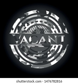 Vacant on grey camo texture