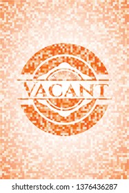 Vacant orange mosaic emblem with background