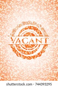 Vacant orange mosaic emblem with background