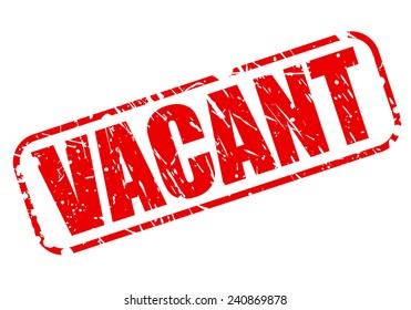 Vacant red stamp text on white