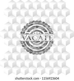 Vacate grey badge with geometric cube white background