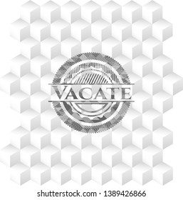 Vacate grey badge with geometric cube white background