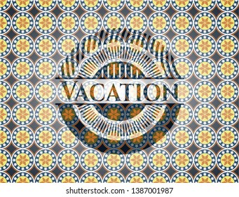 Vacation arabic badge background. Arabesque decoration.