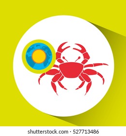 vacation around world sunny red crab vector illustration eps 10