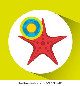 vacation around world sunny starfish vector illustration eps 10