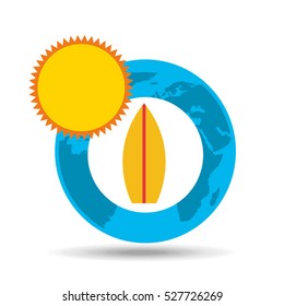 vacation around world sunny surfing vector illustration eps 10