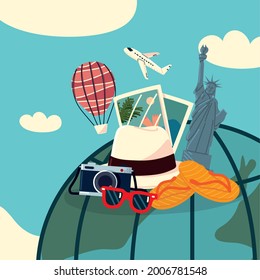 vacaciones alrededor del mundo objetos turísticos