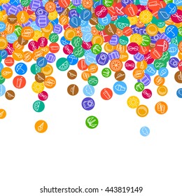 Vacation background with scattered summer flat icons