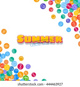 Vacation background with scattered summer flat icons