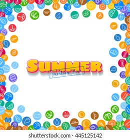 Vacation background with scattered summer flat icons