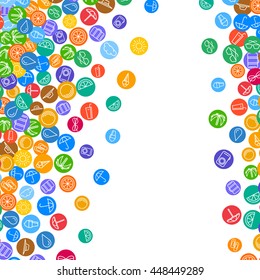 Vacation background with scattered summer flat icons