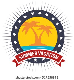  vacation badge palm tree beach graphic