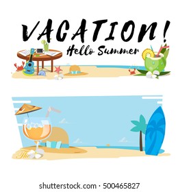 vacation beach banner - vector illustration