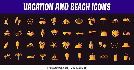 vacation and beach icons. Tour and travel icon set.