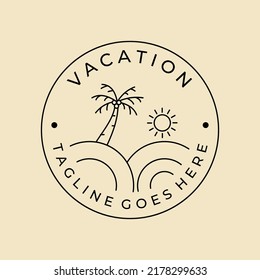 vacation beach line art logo vector minimalist design