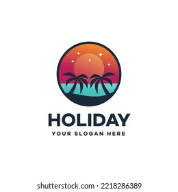 Vacation Beach Logo Vector Illustration