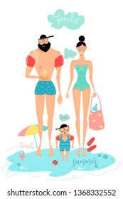 Vacation Beach summer family sun love vector