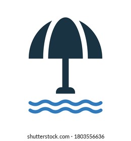 Vacation, beach umbrella icon. Glyph vector on isolated white background.