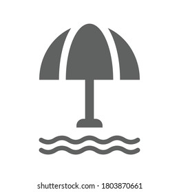 Vacation, beach umbrella icon. Glyph gray vector on isolated white background