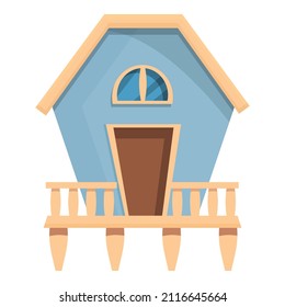 Vacation bungalow icon cartoon vector. Beach house. Island villa