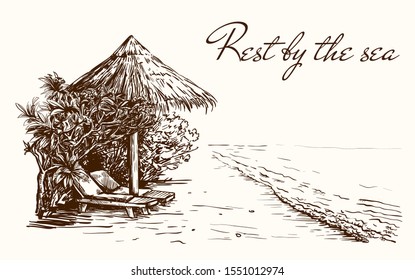 vacation by the sea. vector sketch on a white