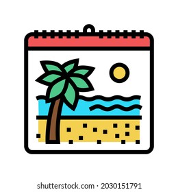 vacation calendar color icon vector. vacation calendar sign. isolated symbol illustration