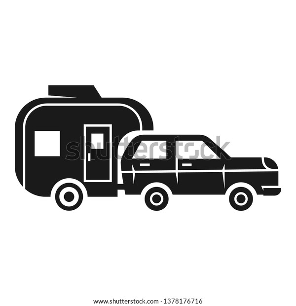 Vacation car trailer icon. Simple illustration\
of vacation car trailer vector icon for web design isolated on\
white background
