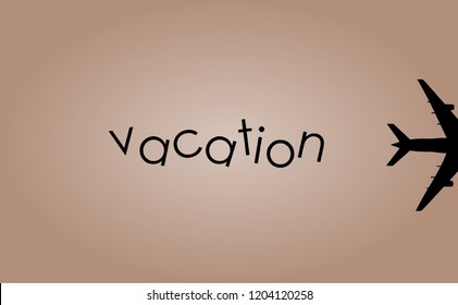 Vacation concept illustration vector. Airplane wings with word vacation.