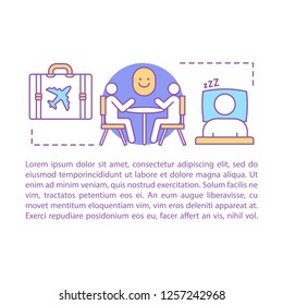 Vacation concept linear illustration. Rest, relaxation. Article, brochure, magazine page layout with text boxes. Weekend activities. Leisure. Print design. Vector isolated outline drawing