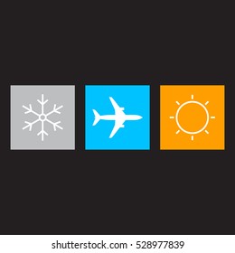 Vacation concept. From winter to summer.