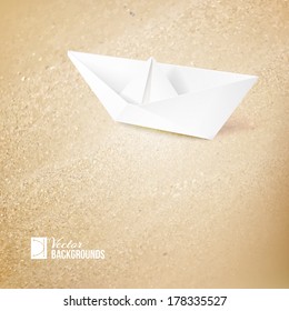 Vacation cruise illustration with ship and text lettering. Vector illustration.