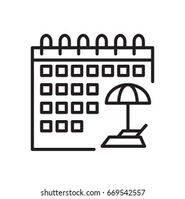 Vacation dates line icon, outline vector sign, linear style pictogram isolated on white. Holiday calendar symbol, logo illustration. Editable stroke. Pixel perfect graphics