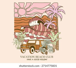 Vacation days. Endless summer artwork. Summer vibes artwork. Summer good day. Enjoy beach life. Ocean wave artwork.