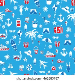 Vacation doodles seamless pattern