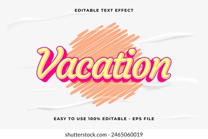 vacation editable text effect. Minimalist vector text effect.