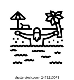 vacation elderly leisure line icon vector. vacation elderly leisure sign. isolated contour symbol black illustration