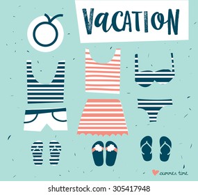 Vacation fashion illustration, editable vector