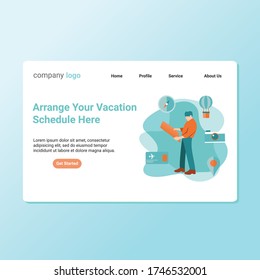 Vacation flat design illustration concept landing page. This design can be used for websites, landing pages, UI, mobile applications, posters, banners.