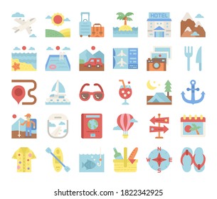 vacation flat vector icons pixel perfect