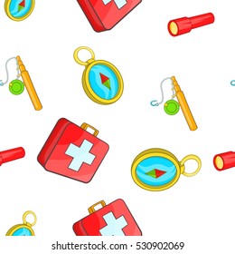 Vacation in forest pattern. Cartoon illustration of vacation in forest vector pattern for web