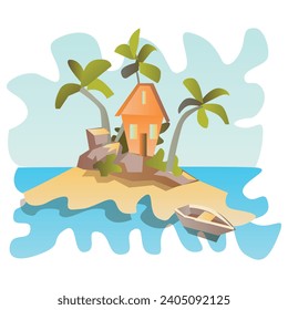 Vacation and Getaway Trip Sign and Icon Vector